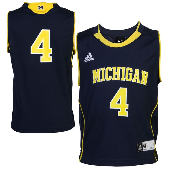 Michigan Wolverines Men's NCAA #4 Navy College Basketball Jersey OME6249FD